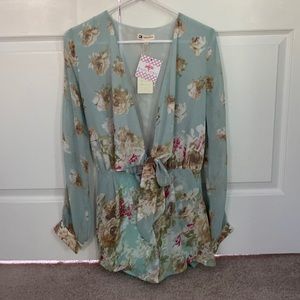 Brand New Cotton Candy Floral Shorts Romper